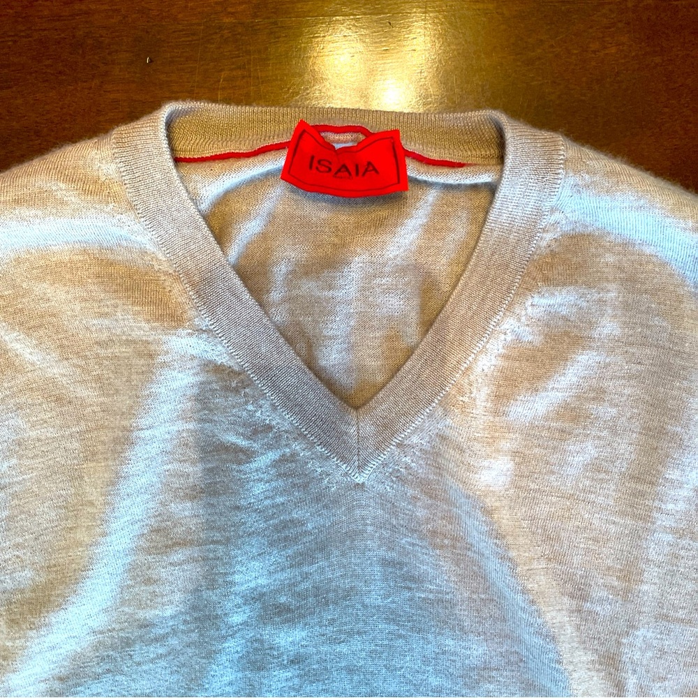 Isaia Napoli V Neck Sweater 70% Cashmere 30% Silk Made in Italy EUC